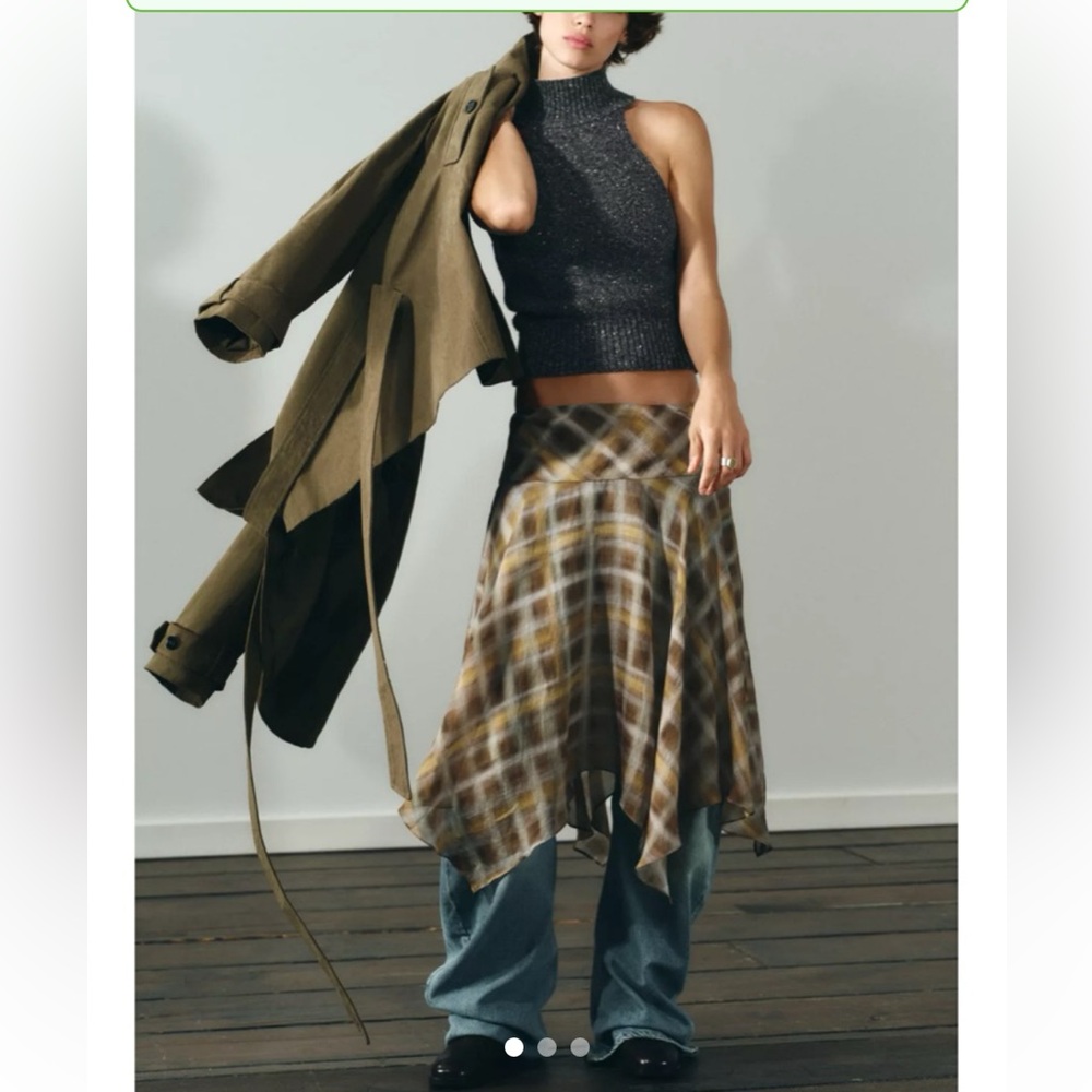 Zara plaid midi skirt
